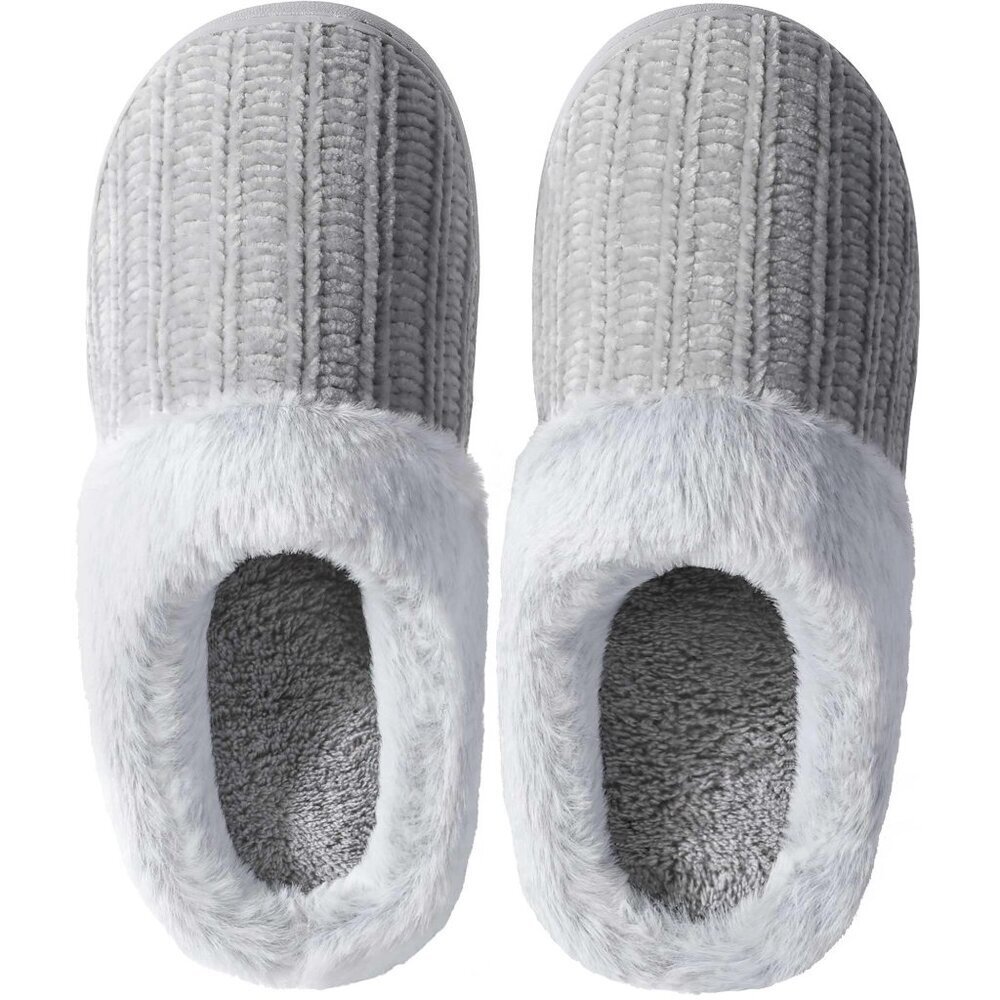 Memory Foam Fuzzy Slippers Women's Size 8-9 Slip-On House Shoes